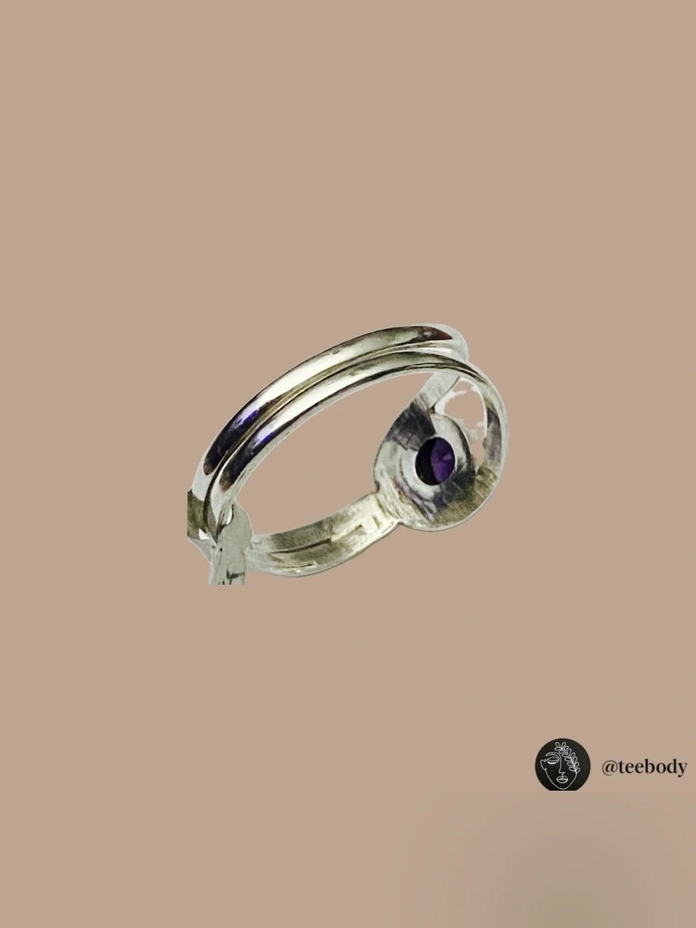 VTG 925 Sterling Silver Amethyst Bypass /Split Shank Ring Size 7.5 NWT 1.74g